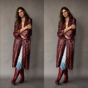 COPY - Free People Light Is Coming Red Sequin Duster